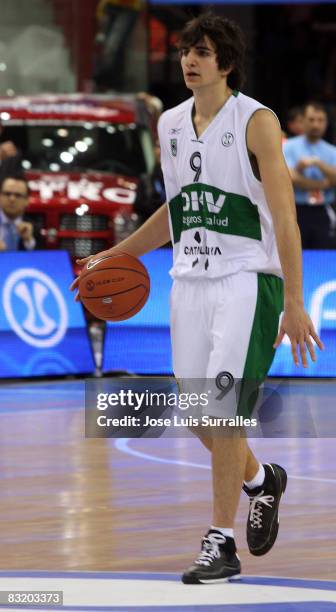 De DKV Joventut, Ricard Rubio in action during the Final match of ULEB Cup between Akasvayu Girona vs DKV Joventut at the Palavela on April 13, 2008...