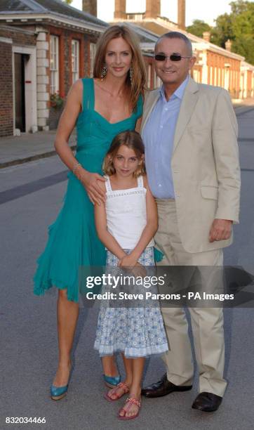 Trinny Woodall with her husband Johnny Elichaoff and her goddaughter Sophia Peraticos arrive for the Conservative Summer Party, at the Royal Hospital...