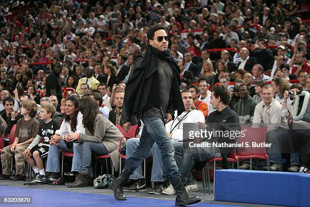 Popular recording artist Lenny Kravitz in attendance for the NBA preseason game between the New Jersey Nets and the Miami Heat as part of the 2008...
