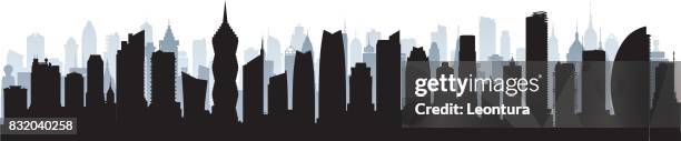 skyline von panama city - panama city stock-grafiken, -clipart, -cartoons und -symbole