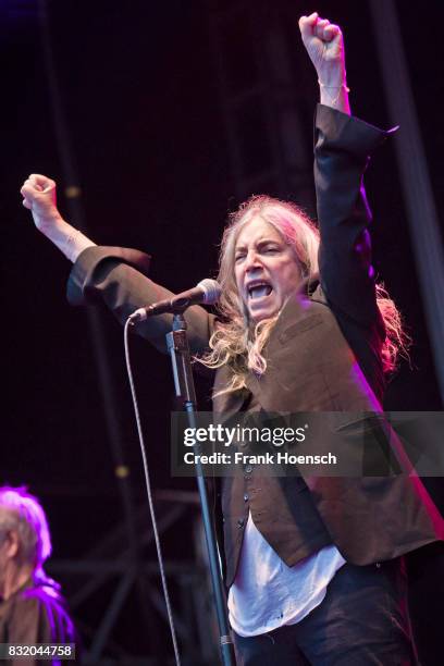 American singer Patti Smith performs live on stage during a concert at the Zitadelle Spandau on August 15, 2017 in Berlin, Germany.