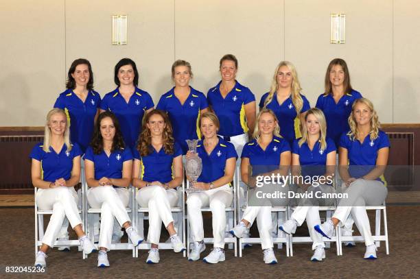 The European team Madelene Sagstrom, Georgia Hall, Florentyna Parker, Annika Sorenstam , Emily Kristine Pedersen, Jodi Ewart Shadoff, Anna Nordqvist,...