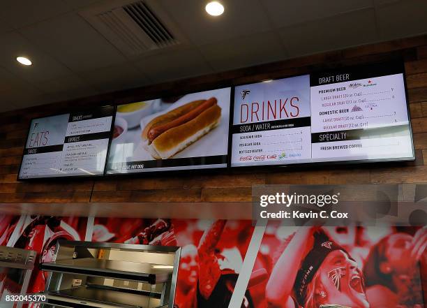 General view inside Mercedes-Benz Stadium during a walkthrough tour on August 15, 2017 in Atlanta, Georgia.