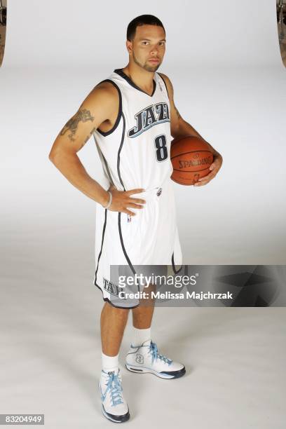 Deron Williams of the Utah Jazz poses for a portrait during NBA Media Day on September 29, 2008 at Zions Basketball Center in Salt Lake City, Utah....