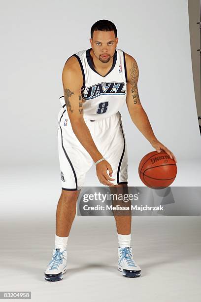 Deron Williams of the Utah Jazz poses for a portrait during NBA Media Day on September 29, 2008 at Zions Basketball Center in Salt Lake City, Utah....