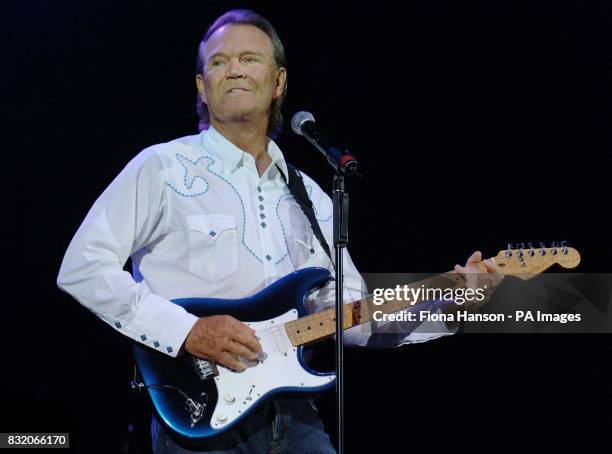 American Country and Western singer Glenn Campbell performing at the Hammersmith Apollo, London.