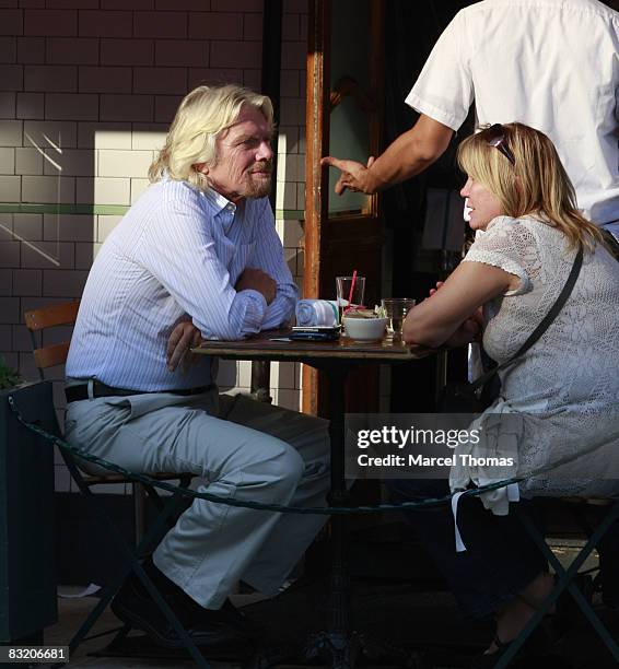 Businessman Richard Branson and wife Joan Templeman seen dining at Pastis restaurant in the Meat Packing district of Manhattan on October 9, 2008 in...