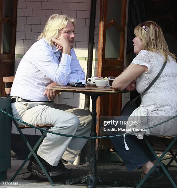 Businessman Richard Branson and wife Joan Templeman seen dining at Pastis restaurant in the Meat Packing district of Manhattan on October 9, 2008 in...
