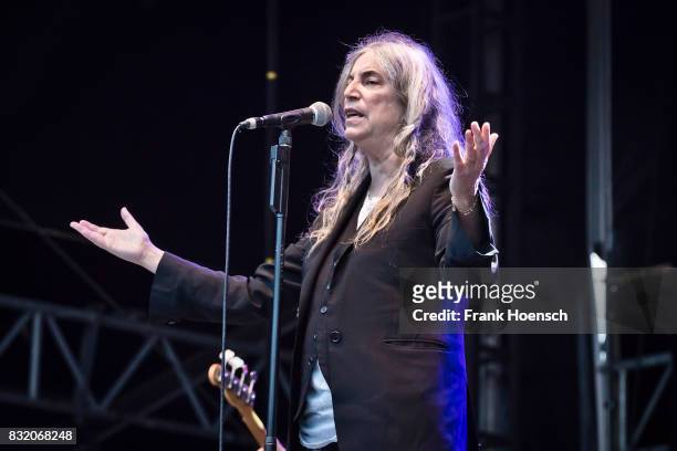 American singer Patti Smith performs live on stage during a concert at the Zitadelle Spandau on August 15, 2017 in Berlin, Germany.
