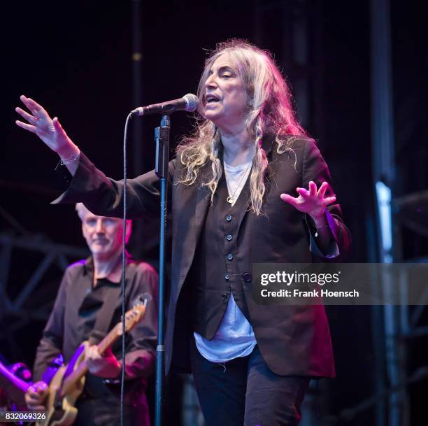 American singer Patti Smith performs live on stage during a concert at the Zitadelle Spandau on August 15, 2017 in Berlin, Germany.