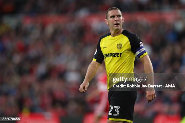 Jake Buxton of Burton Albion during the Sky Bet Championship match between Middlesbrough and Burton Albion at Riverside Stadium on August 15, 2017 in...