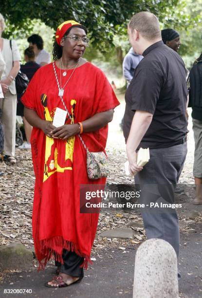 Gee Walker , mother of Anthony Walker, at the scene of his murder in Huyton, Merseyside.