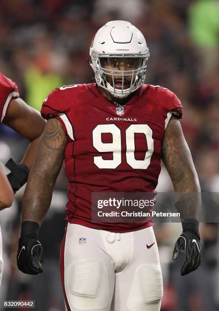 Defensive tackle Robert Nkemdiche of the Arizona Cardinals during the NFL game against the Oakland Raiders at the University of Phoenix Stadium on...