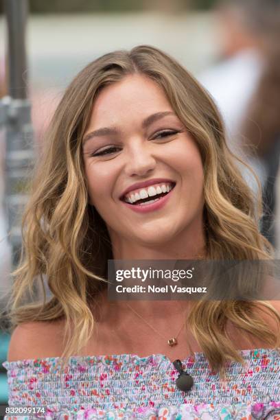 Lili Simmons visits "Extra" at Universal Studios Hollywood on August 15, 2017 in Universal City, California.