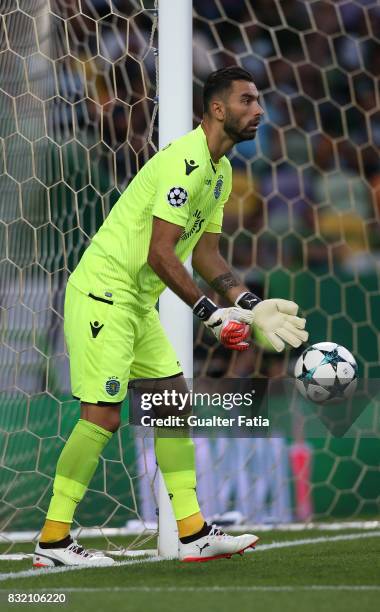 Sporting CP goalkeeper Rui Patricio from Portugal in action during the UEFA Champions League Qualifying Play-Offs Round - First Leg match between...