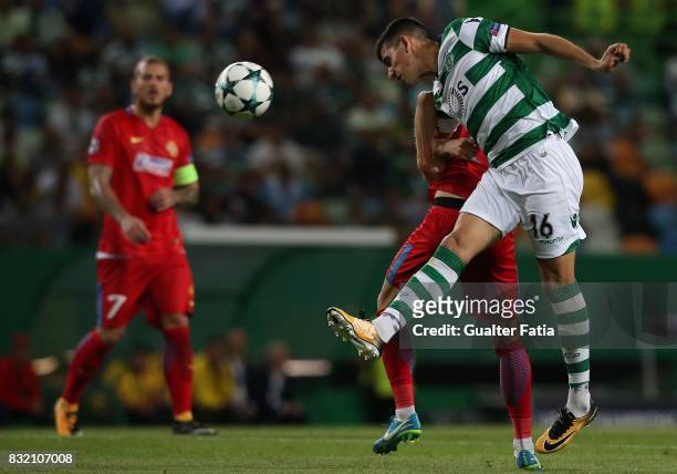 Sporting CP midfielder Rodrigo Battaglia from Argentina in action during the UEFA Champions League Qualifying Play-Offs Round - First Leg match...