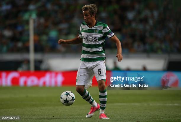 Sporting CP defender Fabio Coentrao from Portugal in action during the UEFA Champions League Qualifying Play-Offs Round - First Leg match between...