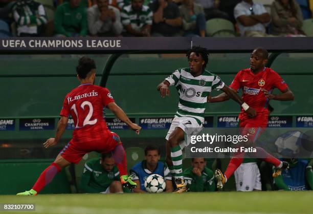 Sporting CP forward Gelson Martins from Portugal in action during the UEFA Champions League Qualifying Play-Offs Round - First Leg match between...