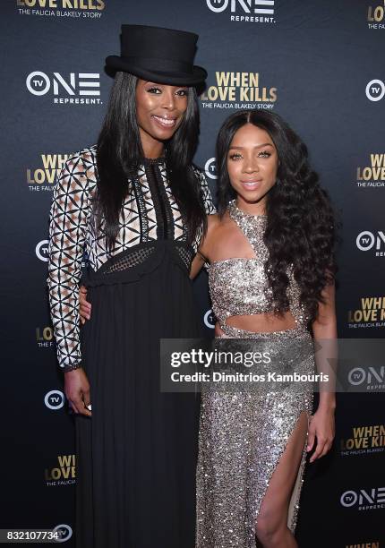 Director Tasha Smith and Lil Mama attend the "When Love Kills: The Falicia Blakely Story" New York Premiere at AMC Empire 25 theater on August 15,...