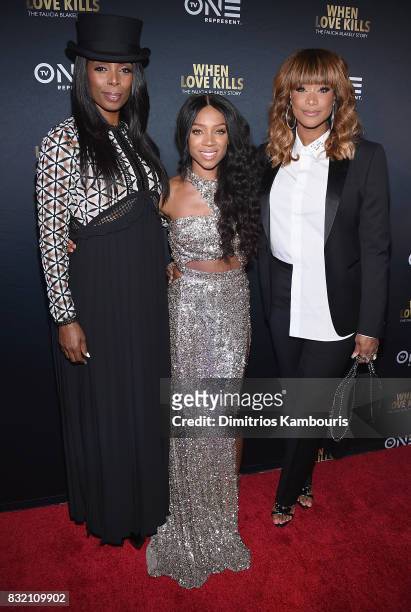 Director Tasha Smith, Lil Mama and Tami Roman attend the "When Love Kills: The Falicia Blakely Story" New York Premiere at AMC Empire 25 theater on...