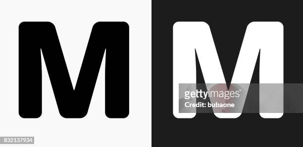 buchstabe m-symbol auf schwarz-weiß-vektor-hintergründe - m a stock-grafiken, -clipart, -cartoons und -symbole