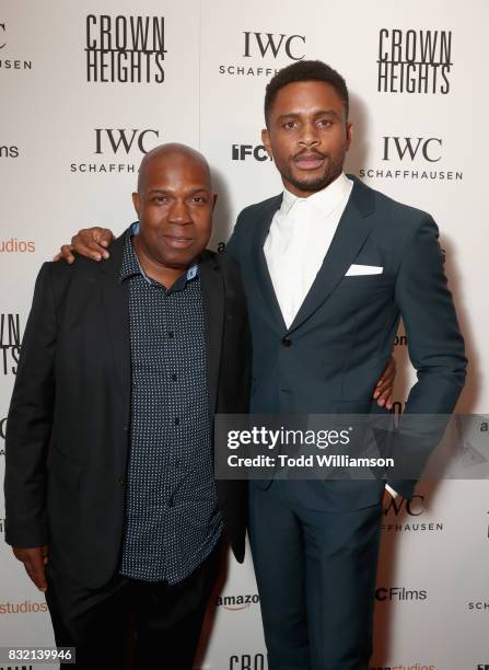 Carl King and Nnamdi Asomugha attend the Crown Heights New York premiere at The Metrograph on August 15, 2017 in New York City.