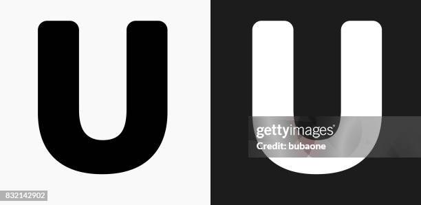 letter u icon on black and white vector backgrounds - letter u stock illustrations