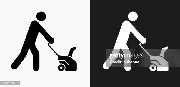 ilustraciones, imágenes clip art, dibujos animados e iconos de stock de figura del palillo y cortador en icono negro y blanco vector fondos de hierba - glass cutter