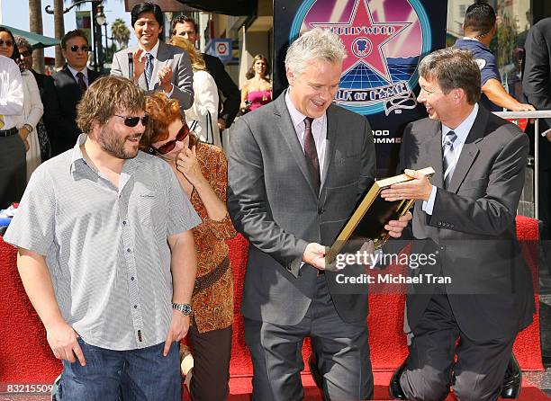 Jack Black, Susan Sarandon, Tim Robbins and Leron Gubler attend the ceremony and 50th birthday celebration honoring Actor Tim Robbins with a star on...