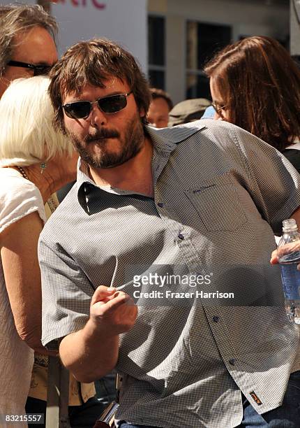 Actor Jack Black attends the Hollywood Walk of Fame star ceremoney for Tim Robbins on October 10, 2008 in Hollywood California.
