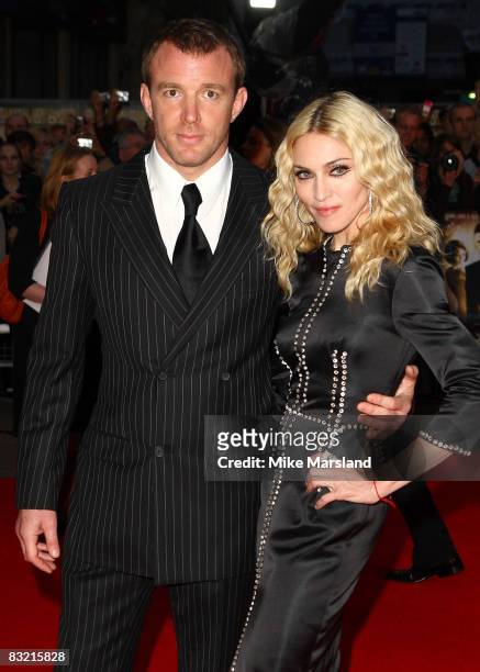 Guy Ritchie and Madonna attend the world premiere of RocknRolla at Odeon West End on September 1, 2008 in London, England.