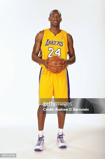 Kobe Bryant of the Los Angeles Lakers poses for a portrait during NBA Media Day on September 29, 2008 at the Toyota Sports Center in El Segundo,...