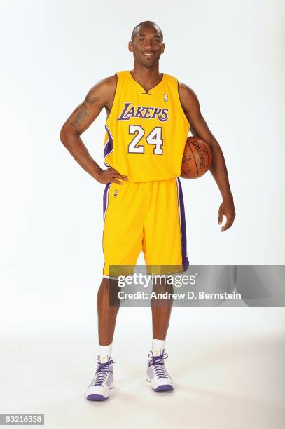 Kobe Bryant of the Los Angeles Lakers poses for a portrait during NBA Media Day on September 29, 2008 at the Toyota Sports Center in El Segundo,...