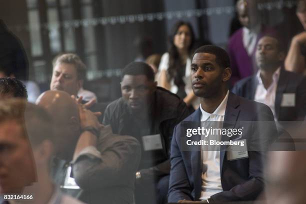 Attendees listen to a panel discussion during The Players Technology Summit in San Francisco, California, U.S., on Tuesday, Aug. 15, 2017. Top...