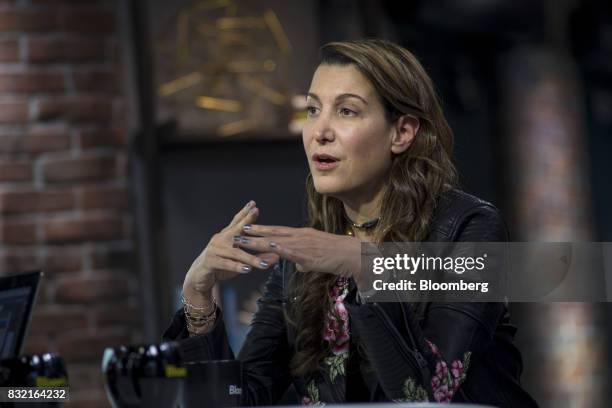 Tina Sharkey, co-founder and chief executive officer of Brandless Inc., speaks during a Bloomberg Technology Television interview at The Players...