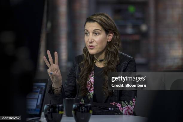 Tina Sharkey, co-founder and chief executive officer of Brandless Inc., speaks during a Bloomberg Technology Television interview at The Players...