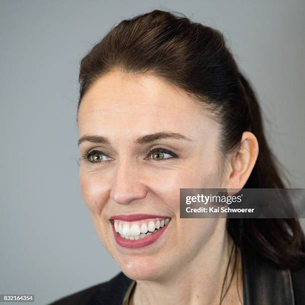 Labour Leader Jacinda Ardern looks on during a visit at Canterbury Rugby on August 16, 2017 in Christchurch, New Zealand. The Labour party has...