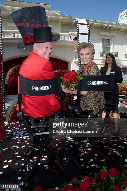 Comedian Cloris Leachman and President of the 2009 Tournament of Roses Ronald H. "Corky" Conzonire attend the unveiling of The Grand Marshal for the...