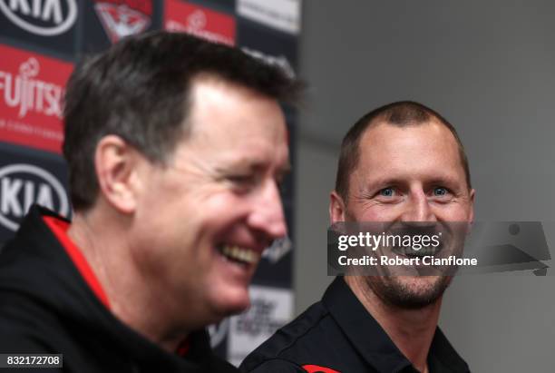 James Kelly of the Bombers speaks to the media during a press conference to announce his retirement at the Essendon Football Club on August 16, 2017...