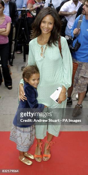Thandie Newton and daughter arrive for the opening night of Brasil Brasileiro at Sadler's Wells Theatre, central London.