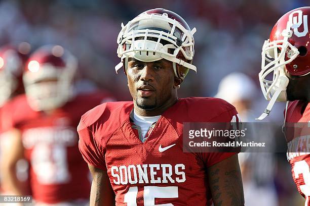 Defensive back Dominique Franks of the Oklahoma Sooners during play against the TCU Horned Frogs at Memorial Stadium on September 27, 2008 in Norman,...