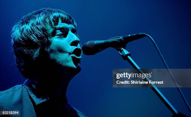 Liam Fray of The Courteeners performs second consecutive sold out homecoming show at Apollo on October 10, 2008 in Manchester, England.