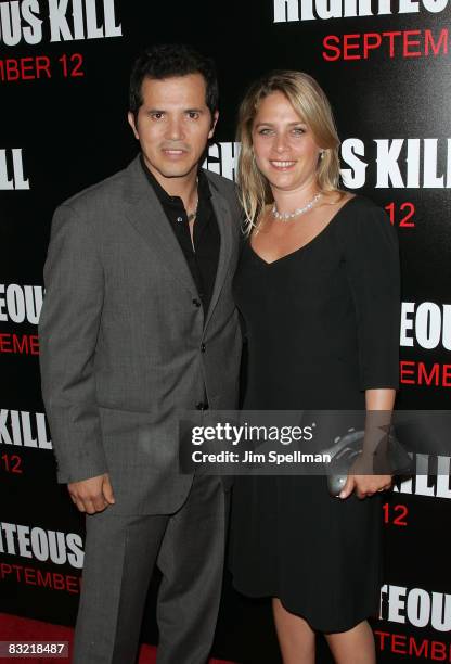 Actor John Leguizamo and Justine Maurer attends the New York premiere of "Righteous Kill" at the Ziegfeld Theater on September 10, 2008 in New York...