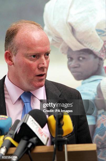 Minister of state for development co-operation and human rights Conor Lenihan speaks during a press conference at Iveagh House, Dublin, after...