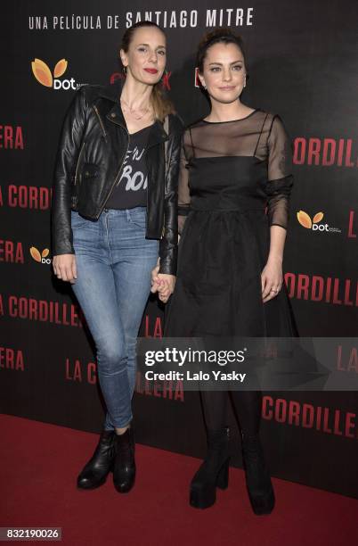 Julieta Cardinali and Dolores Fonzi attend the premiere of 'La Cordillera' at the Hoyts Shopping Dot cinema on August 15, 2017 in Buenos Aires,...