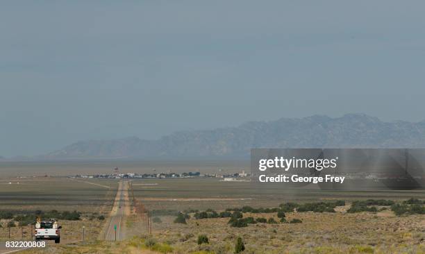 Truck makes it way toward the main area inside the U.S. Army's Dugway Proving Ground on August 15, 2017 in Dugway, Utah. The 800,000-acre base in the...