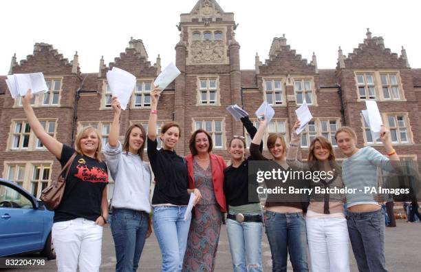 Some of the students at Haberdashers' Monmouth School for Girls who achieved at least three A grades. They are Caroline Gowen, Ceri Chave, Camilla...