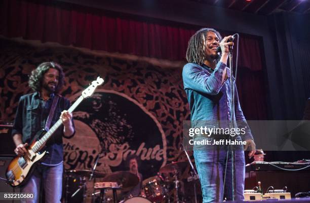 Bassit Sven Pipien and singer John Hogg of The Magpie Salute perform at Neighborhood Theatre on August 15, 2017 in Charlotte, North Carolina.