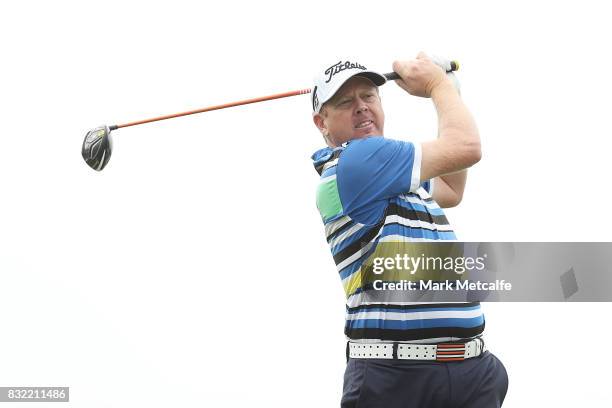 Steven Jeffress of Australia hits a tee shot during the pro-am ahead of the 2017 Fiji International at Natadola Bay Championship Golf Course on...