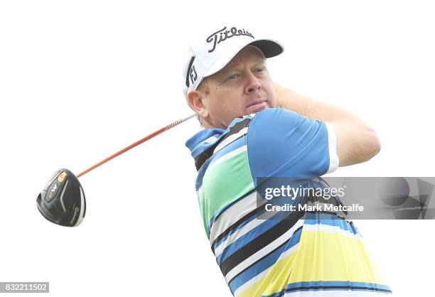 Steven Jeffress of Australia hits a tee shot during the pro-am ahead of the 2017 Fiji International at Natadola Bay Championship Golf Course on...